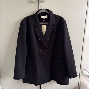 French Mauve EMORY Double-Breasted Black Blazer